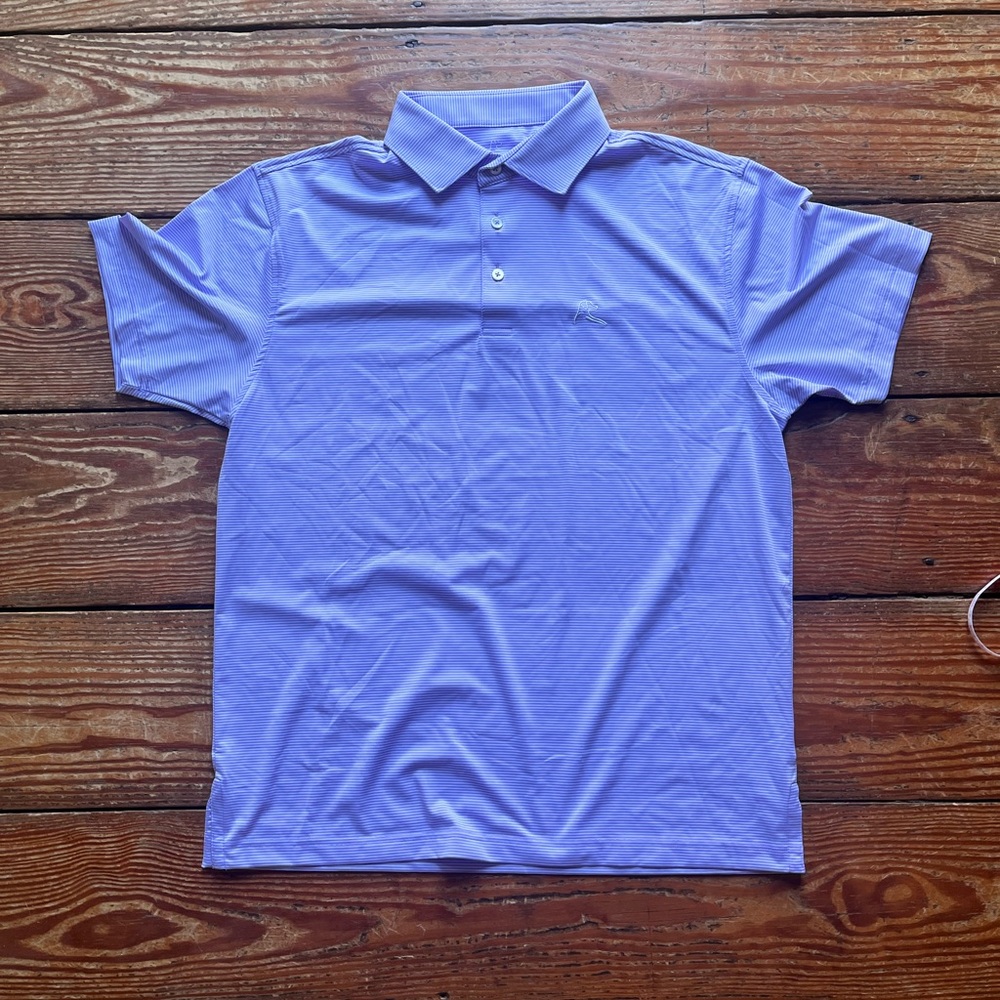 Rhoback men’s polo light purple stripes medium